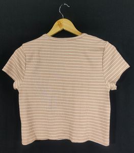 Tokyo Talkies Peach Striped Crop Top (Women)