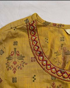 100% cotton Mustard anarkali