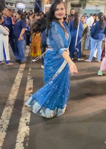 Elegant Blue Saree with Silver Border