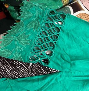 Green Embroidered Cord Set