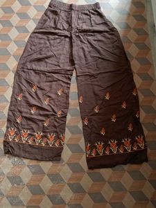 Brown Best Digins Embroidery Palazzo