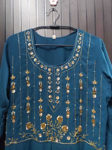 Teal Embroidered Sharara Kurta Set