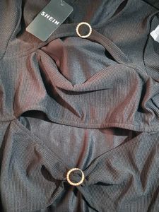 Shein Cut-Out Ribbed Top New