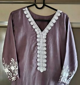 Elegant Purple Embroidered Kurta set