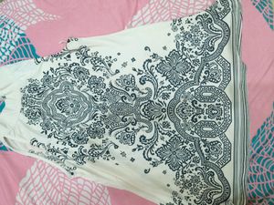 White Streachable Printed Top
