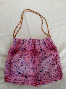 Pink Tweed Shoulder Bag