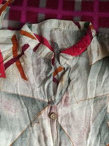 Patterned Button-Up Shirt Dress