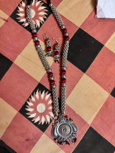 Oxidized Silver Necklace &amp; Earring Set