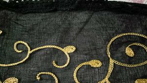 Gold Embroidered Black Fabric Dupatta