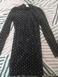 Black Velvet Shiny Stones Mini Dress