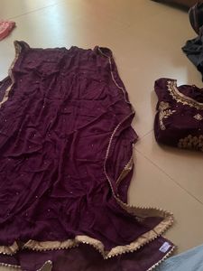 Purple &amp; Gold Embellished Fabric