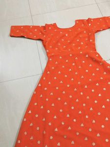 Orange Buta Work Gown
