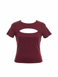Burgundy Cut-Out Crop Top