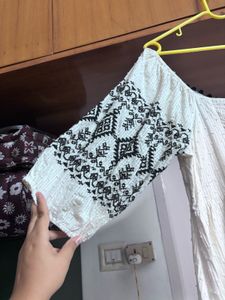 “Bombay Paisley” Embroided Off White Dress