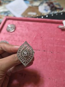 White Leaf Adjustable Ring
