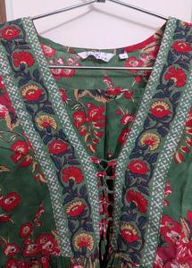 Floral Print Green Tunic Top