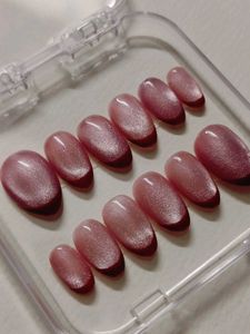 Handmade Pink cat eye Press-On Nails