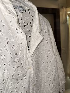 Eyelet Button-Down Top
