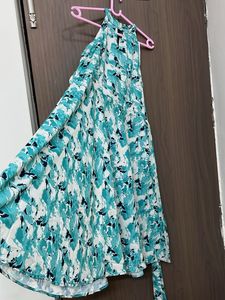 Abstract Print Halter Dress for L