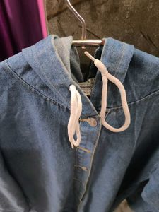 Stylish Denim Hooded Overcoat