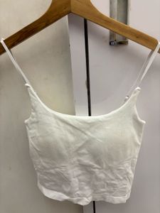 White Cropped Tank Top with built in pads