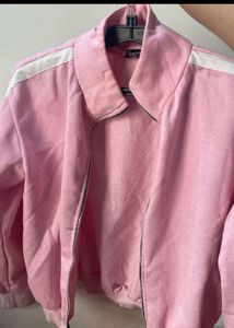 🎀Pink Cropped Zip-Up Hoodie