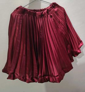 Burgundy Pleated Skirt