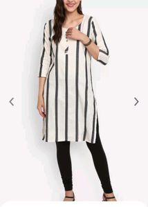 Striped Printed Flared Cotton Kurta