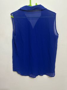 Poshmark Sheer Royal Blue Top