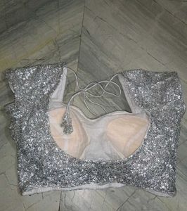 Sparkling Silver Sequin Blouse