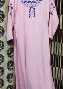 Pink Embroidered Long Sleeve Dress