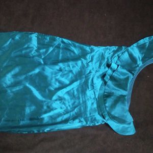 Teal One-Shoulder Ruffle Dress