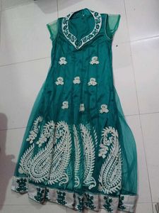 New One Emerald Green Embroidered Anarkali