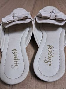 White Flat Slippers