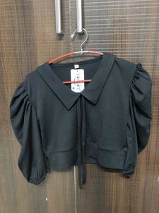 Black top with Puff Sleeves
