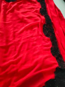Super Stylish Pure Georgette Red Black Saree
