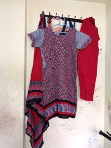 Red Printed Salwar Kameez