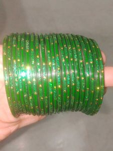 Green Glass Bangles - Set