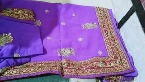 Purple Embroidered Saree