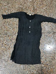 Black Polka Dot Kurta