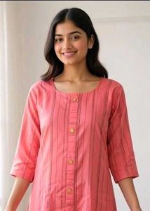 Elegant Pink Striped Kurta