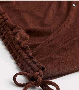 Brown One-Shoulder Ruched Top