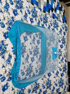 Blue Baby Mosquito Net With Stitched Cloth.