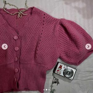 Pink Knit Cardigan