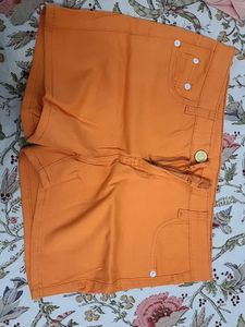 Orange Denim Shorts