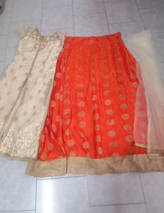 Owmen And Girls Orenge Colour Lehanga Dress