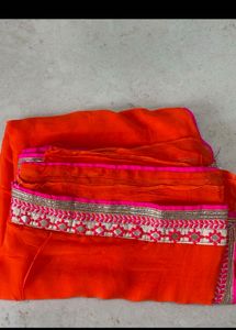 Georgette Orange Saree