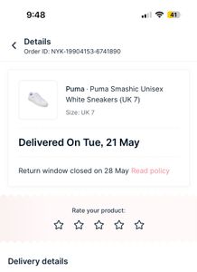 Puma- Puma Smashic Unisex White Sneakers(uk 7)