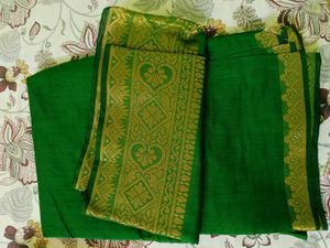 Green Cotton Saree💚