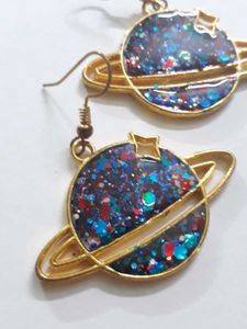 Planet Saturn Earrings- Resin Brand New earrings